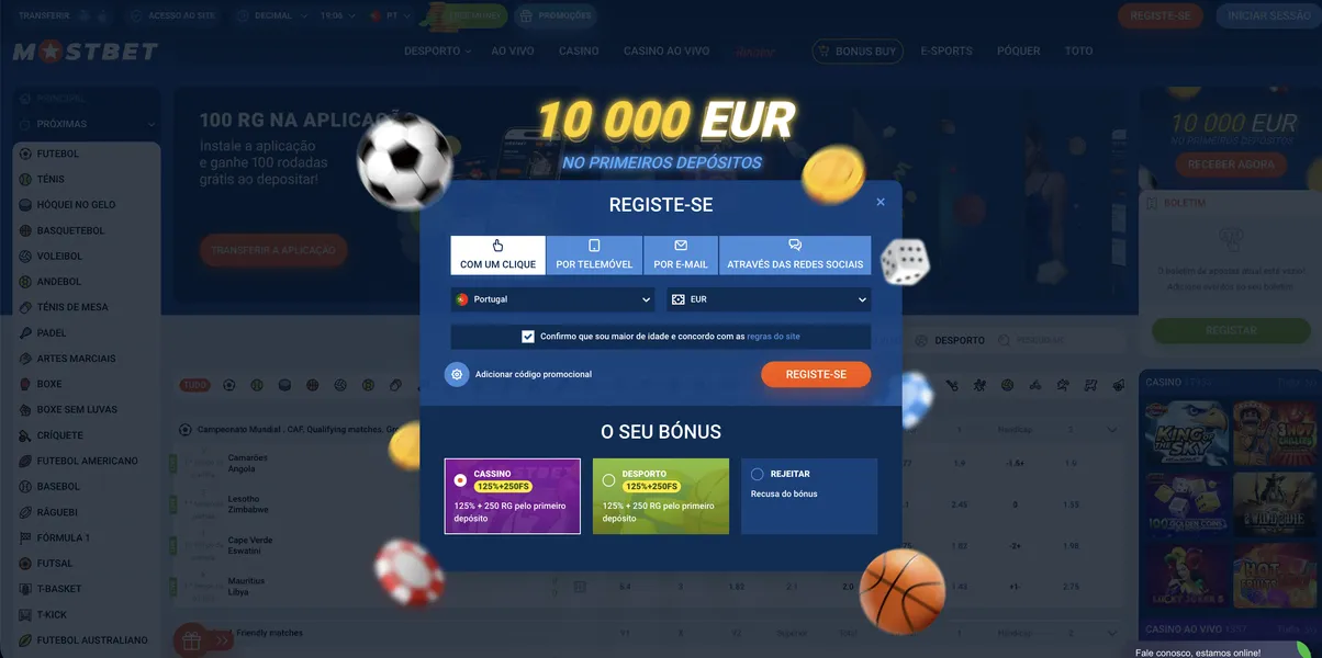 Passo a passo para registo e login na Mostbet