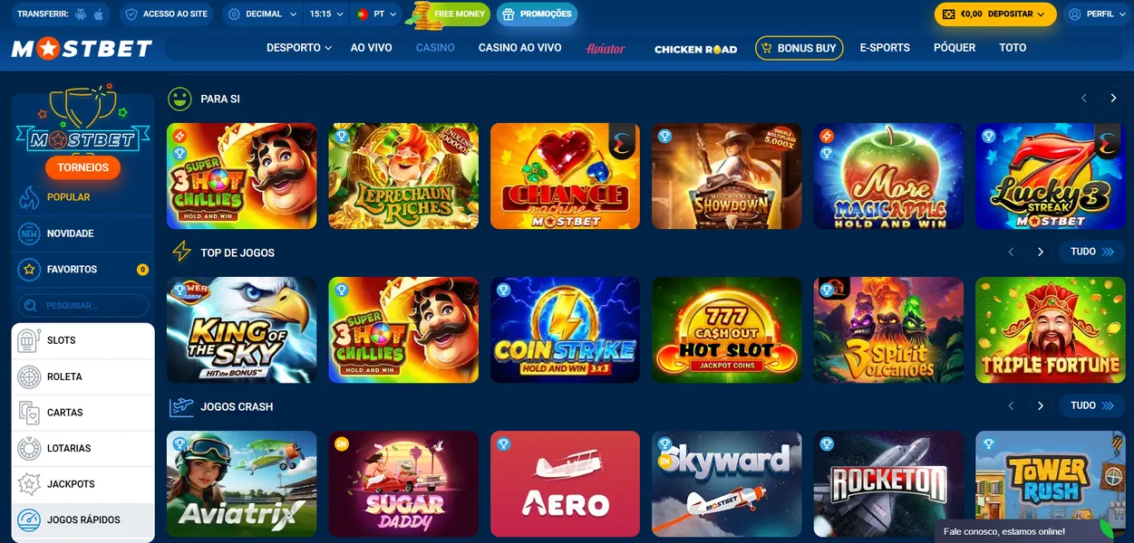 Slots, jogos de mesa e jackpots progressivos